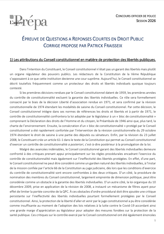 Annales L'Autre Prépa ENM Police
